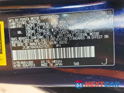 Zdjęcie 13 z 13 samochodu: 2010 LEXUS RX 450H VIN:JTJBC1BA2A2027425 - miniatura