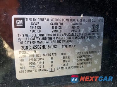Zdjęcie 12 z 12 samochodu: 2017 CHEVROLET TRAX LS VIN:3GNCJKSB7HL152092 - miniatura