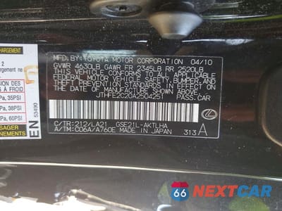 Zdjęcie 12 z 12 samochodu: 2010 LEXUS IS 350 VIN:JTHFE2C20A2504251 - miniatura