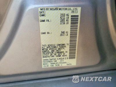 Zdjęcie 12 z 12 samochodu: 2014 NISSAN ALTIMA 2.5 S VIN:1N4AL3AP5EC140419 - miniatura