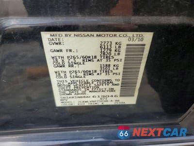 Zdjęcie 13 z 13 samochodu: 2010 NISSAN PATHFINDER S VIN:5N1AR1NB8AC619046 - miniatura