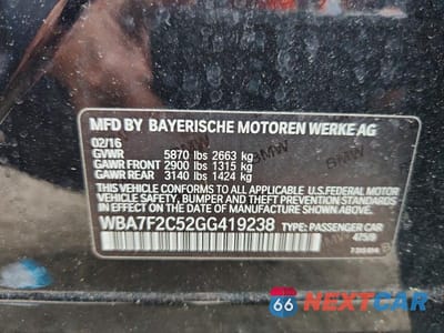 Zdjęcie 12 z 12 samochodu: 2016 BMW 750 XI VIN:WBA7F2C52GG419238 - miniatura