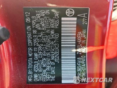 Zdjęcie 12 z 12 samochodu: 2012 TOYOTA PRIUS V THREE VIN:JTDZN3EUXC3171900 - miniatura