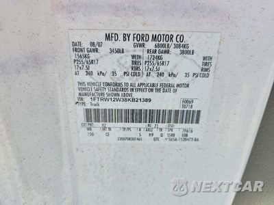 Zdjęcie 12 z 12 samochodu: 2008 FORD F150 SUPERCREW VIN:1FTRW12W38KB21389 - miniatura