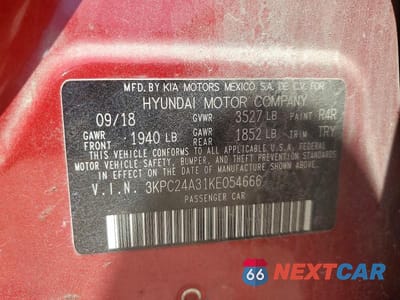 Zdjęcie 12 z 12 samochodu: 2019 HYUNDAI ACCENT SE VIN:3KPC24A31KE054666 - miniatura