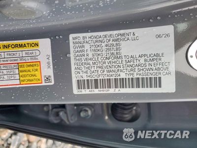 Zdjęcie 12 z 12 samochodu: 2026 HONDA ACCORD HYBRID SPORT-L VIN:1HGCY2F72TA041204 - miniatura