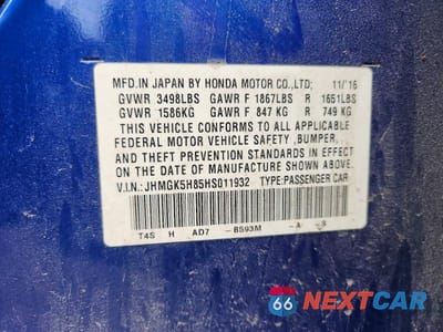 Zdjęcie 12 z 12 samochodu: 2017 HONDA FIT EX VIN:JHMGK5H85HS011932 - miniatura
