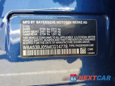 Zdjęcie 12 z 12 samochodu: 2021 BMW 540 I VIN:WBA53BJ05MCG14778 - miniatura