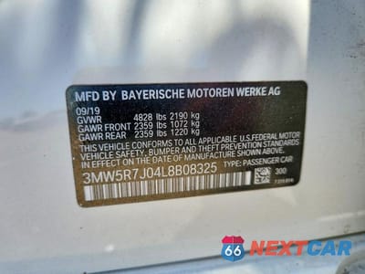 Zdjęcie 13 z 13 samochodu: 2020 BMW 330XI VIN:3MW5R7J04L8B08325 - miniatura