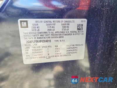 Zdjęcie 14 z 14 samochodu: 2015 CHEVROLET EQUINOX LT VIN:2GNFLFEK4F6384810 - miniatura
