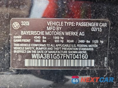 Zdjęcie 12 z 12 samochodu: 2015 BMW 320 I VIN:WBA3B1G57FNT04160 - miniatura