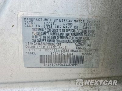 Zdjęcie 12 z 12 samochodu: 2016 NISSAN SENTRA SV VIN:3N1AB7AP3GL637094 - miniatura