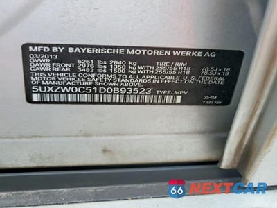 Zdjęcie 13 z 13 samochodu: 2013 BMW X5 XDRIVE35D VIN:5UXZW0C51D0B93523 - miniatura