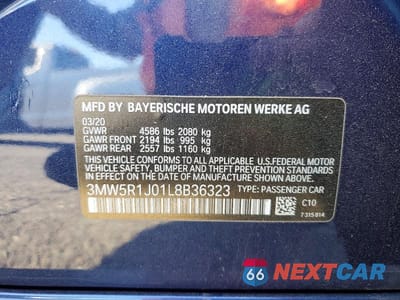 Zdjęcie 12 z 12 samochodu: 2020 BMW 330I VIN:3MW5R1J01L8B36323 - miniatura