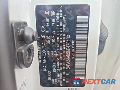 Zdjęcie 12 z 12 samochodu: 2022 KIA RIO S VIN:3KPA24AD5NE476430 - miniatura