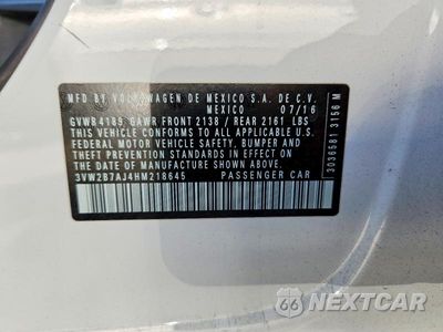 Zdjęcie 12 z 12 samochodu: 2017 VOLKSWAGEN JETTA S VIN:3VW2B7AJ4HM218645 - miniatura