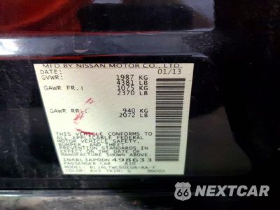 Zdjęcie 13 z 13 samochodu: 2013 NISSAN ALTIMA 3.5S/3.5SV/3.5SL VIN:1N4BL3AP0DN498633 - miniatura