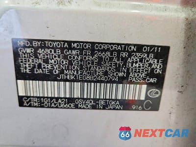 Zdjęcie 12 z 12 samochodu: 2011 LEXUS ES 350 VIN:JTHBK1EG8B2440794 - miniatura