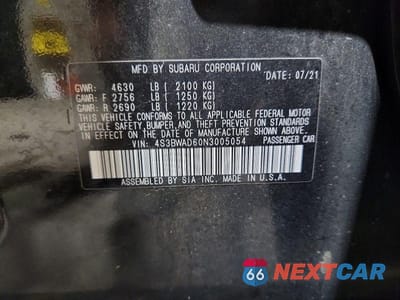 Zdjęcie 12 z 12 samochodu: 2022 SUBARU LEGACY PREMIUM VIN:4S3BWAD60N3005054 - miniatura