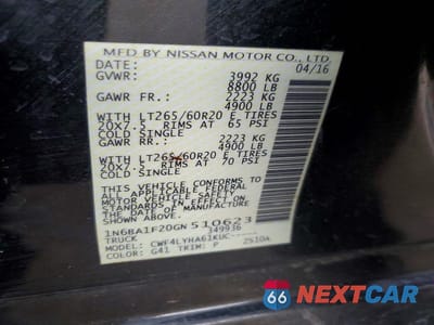 Zdjęcie 12 z 12 samochodu: 2016 NISSAN TITAN XD PLATINUM RESERVE VIN:1N6BA1F20GN510623 - miniatura