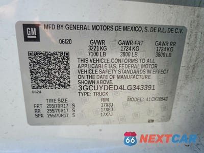 Zdjęcie 12 z 12 samochodu: 2020 CHEVROLET SILVERADO K1500 LT VIN:3GCUYDED4LG343391 - miniatura