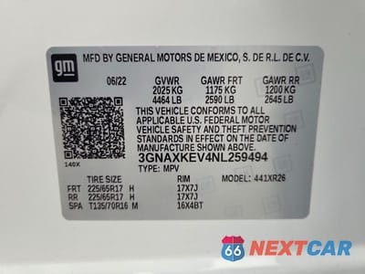 Zdjęcie 13 z 13 samochodu: 2022 CHEVROLET EQUINOX LT VIN:3GNAXKEV4NL259494 - miniatura
