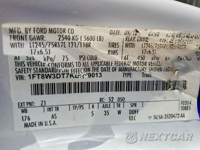 Zdjęcie 12 z 12 samochodu: 2019 FORD F350 SUPER DUTY VIN:1FT8W3DT7KEC69013 - miniatura