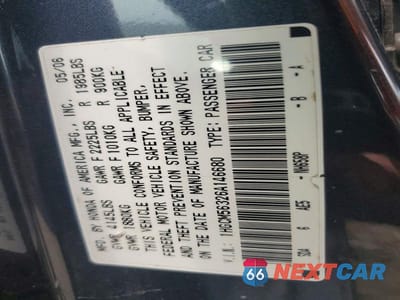 Zdjęcie 12 z 12 samochodu: 2006 HONDA ACCORD SE VIN:1HGCM56326A146680 - miniatura