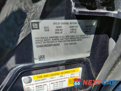 Zdjęcie 12 z 12 samochodu: 2010 BUICK LACROSSE CXL VIN:1G4GC5EG0AF145283 - miniatura