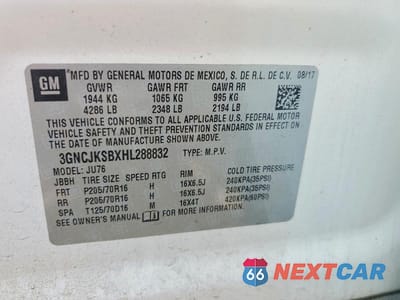 Zdjęcie 12 z 12 samochodu: 2017 CHEVROLET TRAX LS VIN:3GNCJKSBXHL288832 - miniatura