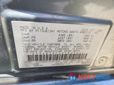 Zdjęcie 13 z 13 samochodu: 2008 MITSUBISHI GALANT ES VIN:4A3AB36F28E025635 - miniatura
