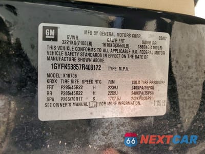 Zdjęcie 14 z 14 samochodu: 2007 CADILLAC ESCALADE LUXURY VIN:1GYFK63857R408132 - miniatura