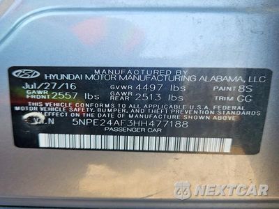 Zdjęcie 12 z 12 samochodu: 2017 HYUNDAI SONATA SE VIN:5NPE24AF3HH477188 - miniatura