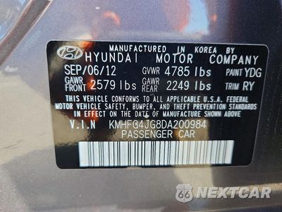 Zdjęcie 12 z 12 samochodu: 2013 HYUNDAI AZERA BASE VIN:KMHFG4JG8DA200984 - miniatura
