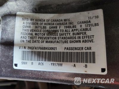 Zdjęcie 12 z 12 samochodu: 2011 HONDA CIVIC LX-S VIN:2HGFA1F66BH530921 - miniatura