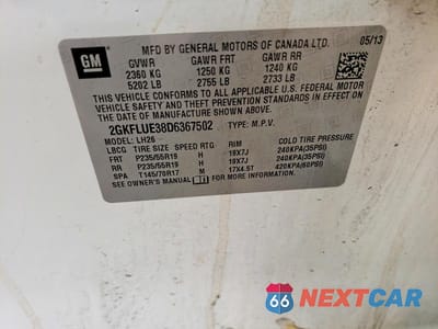 Zdjęcie 13 z 13 samochodu: 2013 GMC TERRAIN SLT VIN:2GKFLUE38D6367502 - miniatura