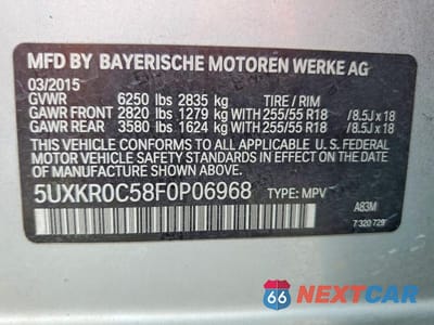 Zdjęcie 13 z 13 samochodu: 2015 BMW X5 XDRIVE35I VIN:5UXKR0C58F0P06968 - miniatura