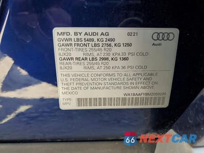 Zdjęcie 13 z 13 samochodu: 2021 AUDI Q5 PREMIUM PLUS VIN:WA1BAAFY8M2059200 - miniatura