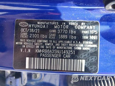 Zdjęcie 12 z 12 samochodu: 2022 HYUNDAI VENUE SE VIN:KMHRB8A35NU149251 - miniatura