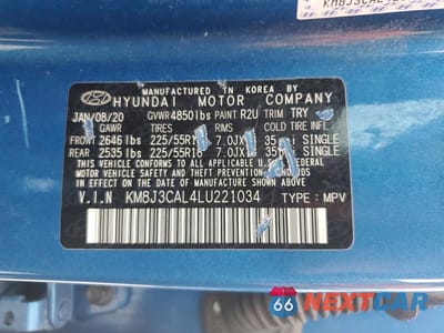 Zdjęcie 14 z 14 samochodu: 2020 HYUNDAI TUCSON ULTIMATE VIN:KM8J3CAL4LU221034 - miniatura
