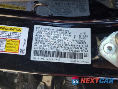 Zdjęcie 12 z 12 samochodu: 2023 HONDA CIVIC EX VIN:2HGFE1F72PH316934 - miniatura
