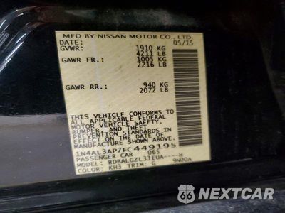Zdjęcie 12 z 12 samochodu: 2015 NISSAN ALTIMA 2.5 S VIN:1N4AL3AP7FC449195 - miniatura