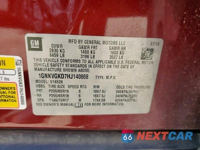 Zdjęcie 13 z 13 samochodu: 2017 CHEVROLET TRAVERSE LT VIN:1GNKVGKD7HJ140868 - miniatura