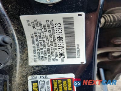 Zdjęcie 12 z 12 samochodu: 2006 HONDA CIVIC LX VIN:2HGFA16556H525223 - miniatura