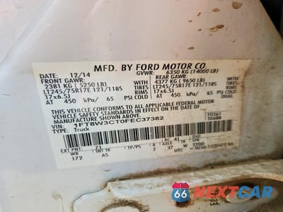 Zdjęcie 12 z 12 samochodu: 2015 FORD F350 SUPER DUTY VIN:1FT8W3CT0FEC37382 - miniatura