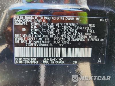 Zdjęcie 13 z 13 samochodu: 2013 TOYOTA RAV4 LE VIN:2T3BFREV4DW048036 - miniatura