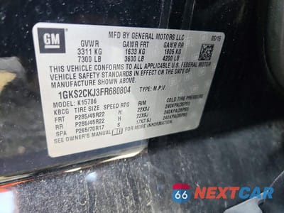 Zdjęcie 13 z 13 samochodu: 2015 GMC YUKON DENALI VIN:1GKS2CKJ3FR680804 - miniatura