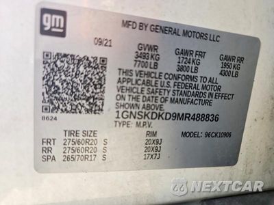 Zdjęcie 14 z 14 samochodu: 2021 CHEVROLET SUBURBAN K1500 Z71 VIN:1GNSKDKD9MR488836 - miniatura