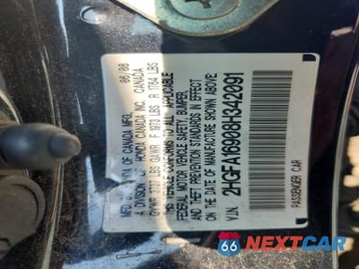 Zdjęcie 12 z 12 samochodu: 2008 HONDA CIVIC EXL VIN:2HGFA16908H342091 - miniatura