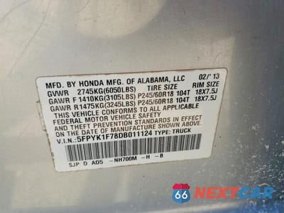 Zdjęcie 12 z 12 samochodu: 2013 HONDA RIDGELINE SPORT VIN:5FPYK1F78DB011124 - miniatura